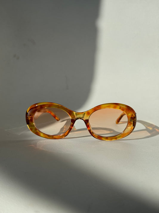 Tulsa 60s Style Round Sunglasses In Tortoise Tangerine