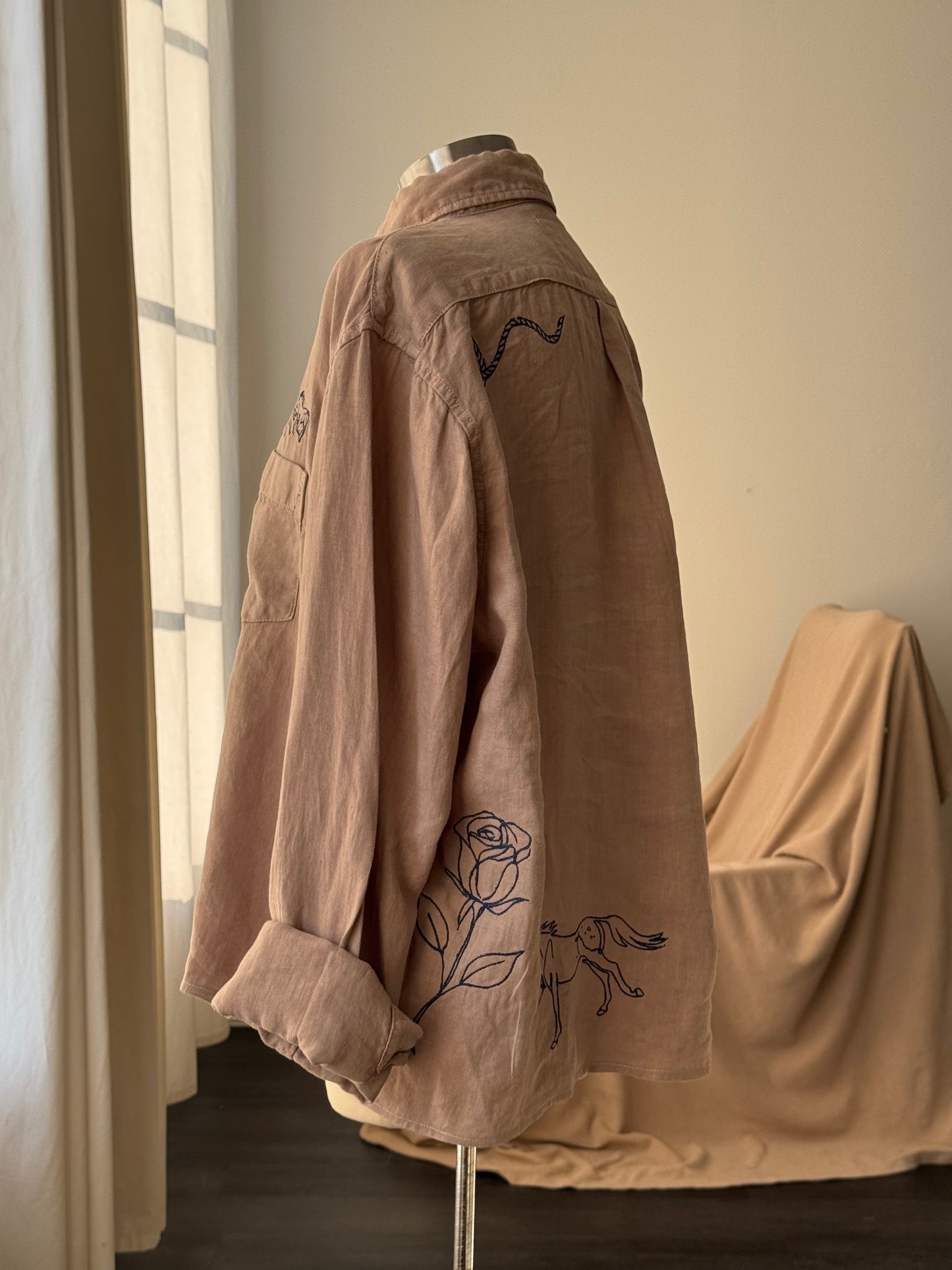 Lawrence Handcrafted Embroidered Cropped Button Down