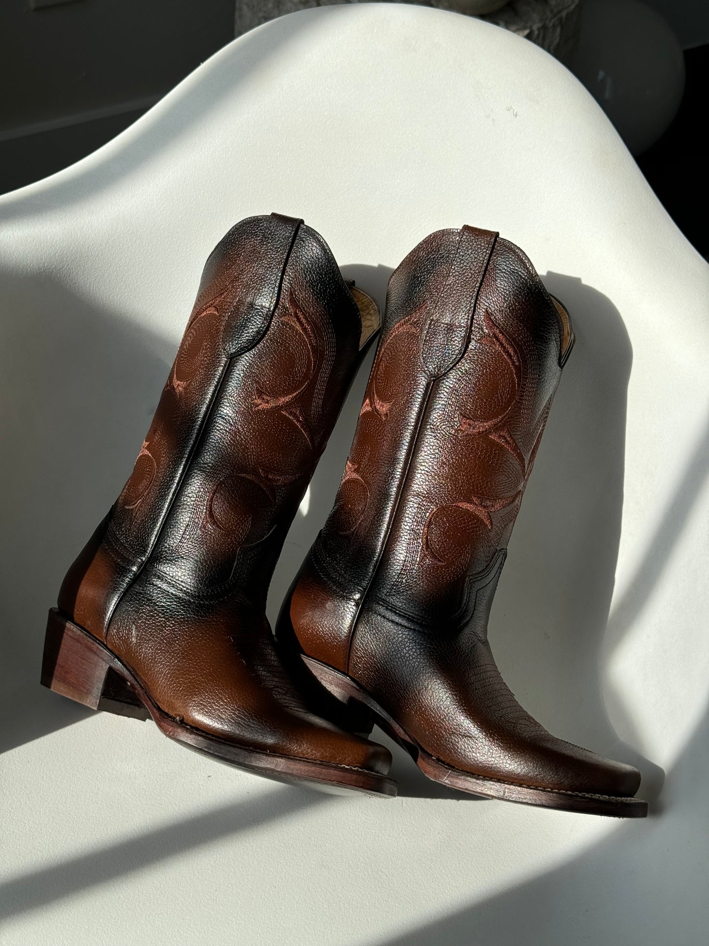 Georgia Genuine Leather Square Toe Cowboy Boot In Mocha