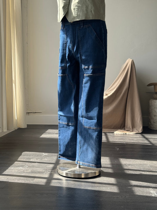 Caleb Classic Cowboy Straight Leg Jeans In Indigo