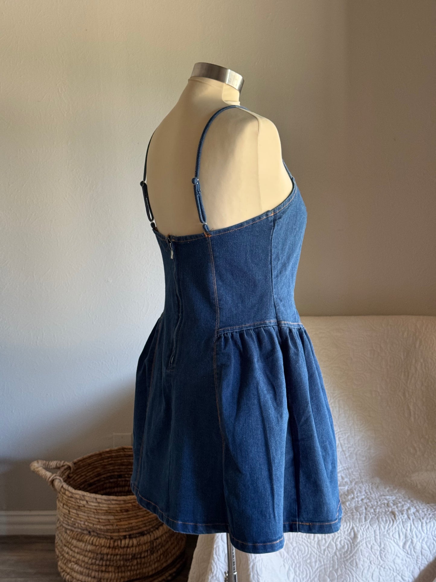 Savanna Classic Cotton Denim Dress In Deep Indigo