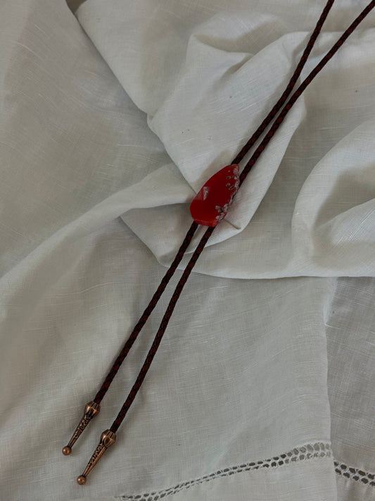 Handcrafted Agate Bolo Tie In Red Sea