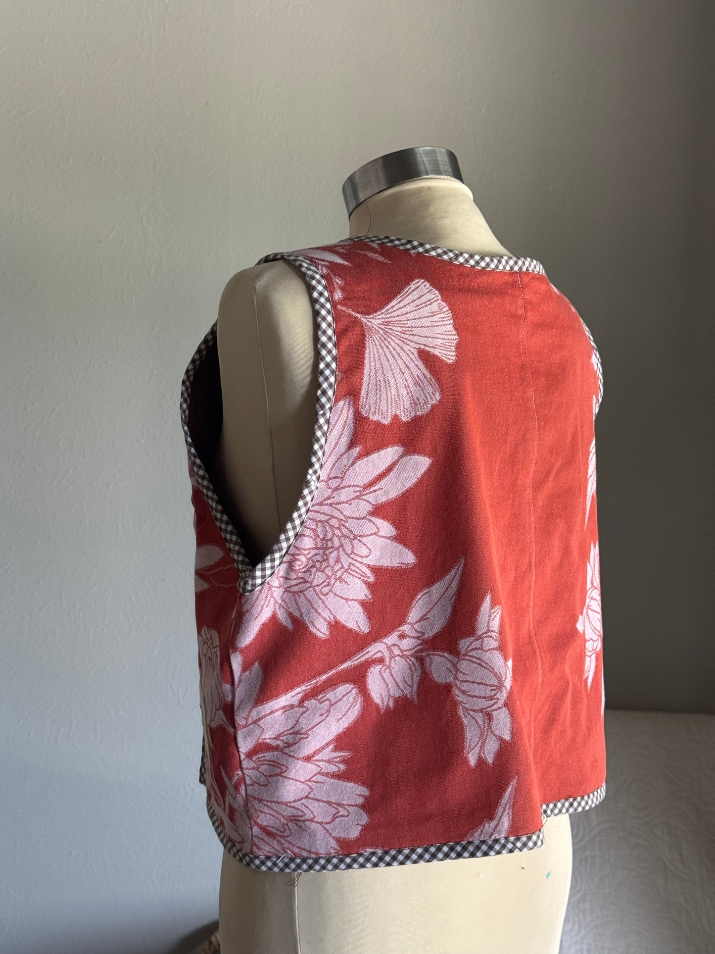 O.L. Handcrafted Reversible Cargo Vest In Vintage Floral Brown