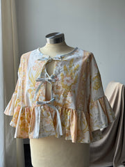 Joycie Vintage Cotton Handcrafted Ruffle Top In Melon