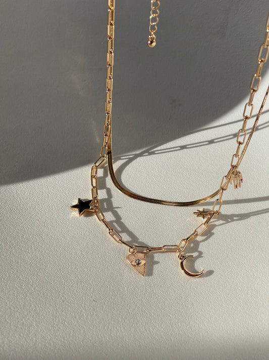 Austin ￼Snake & Charm Layered Necklace In Gold