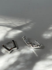 Hinged Mini Square Hug Earring In Silver