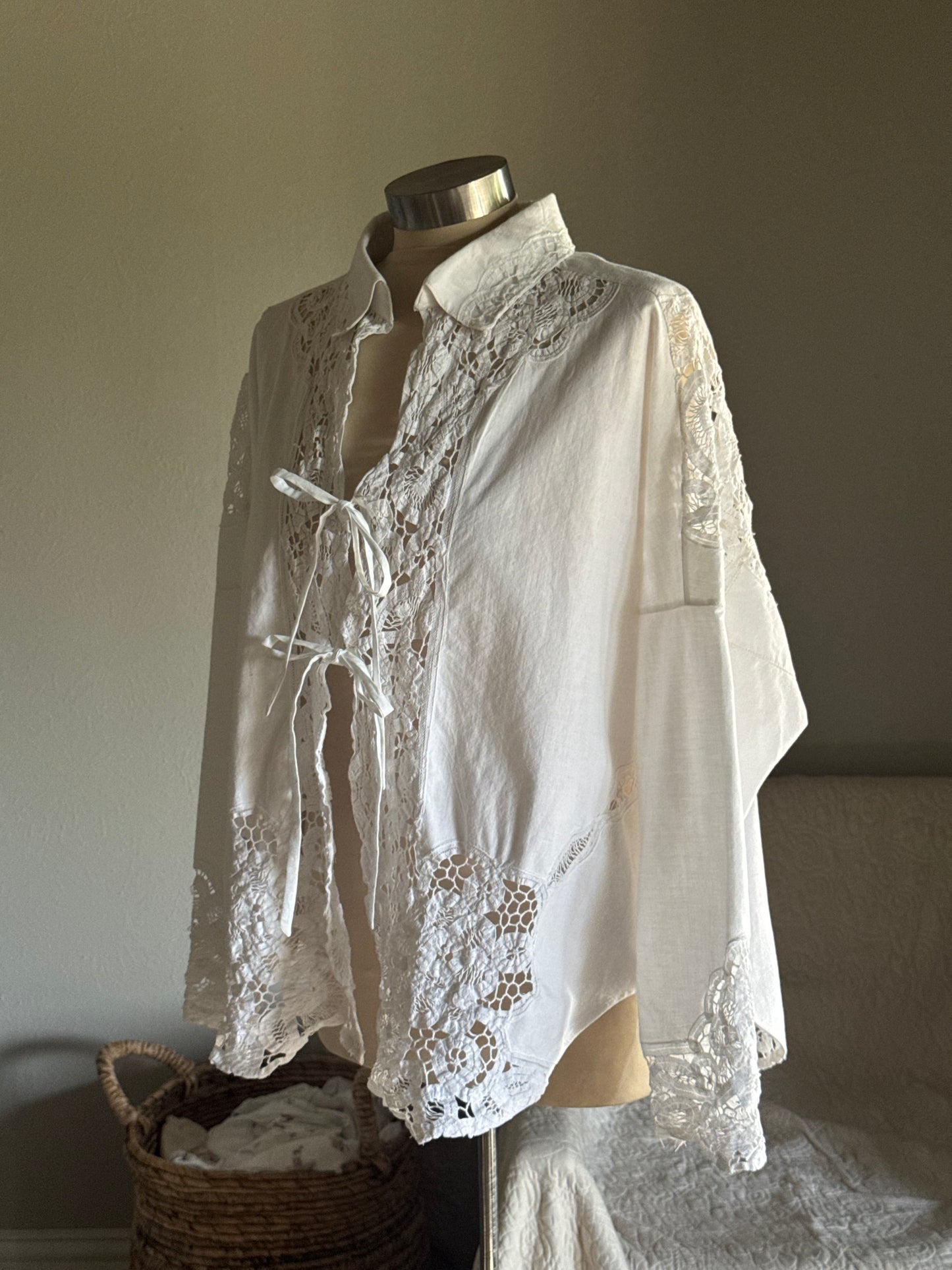 Ladell Handcrafted Vintage Tie Front Shacket