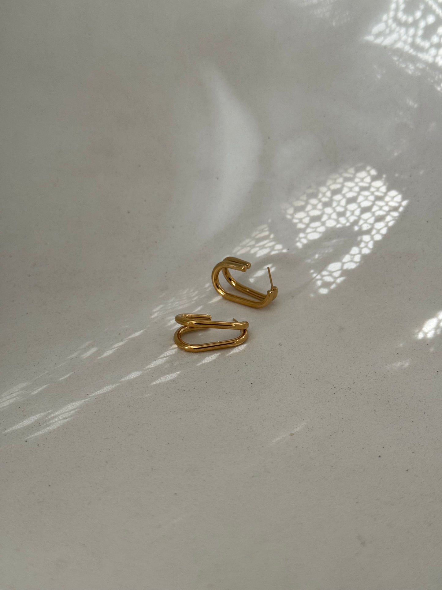 Sylvia 18k Stainless Steel Waterproof Classic Double Hoop Earring In Gold