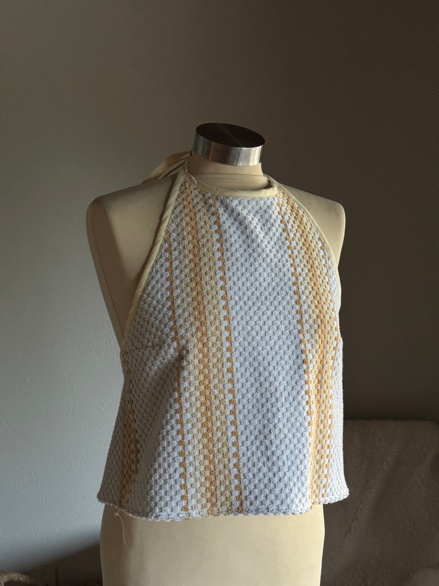 Brenda Handcrafted Halter Towel Top In Vanilla (2nd)