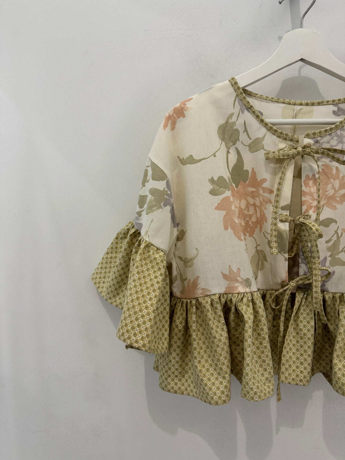 Joycie Vintage Handcrafted Floral Ruffle Top