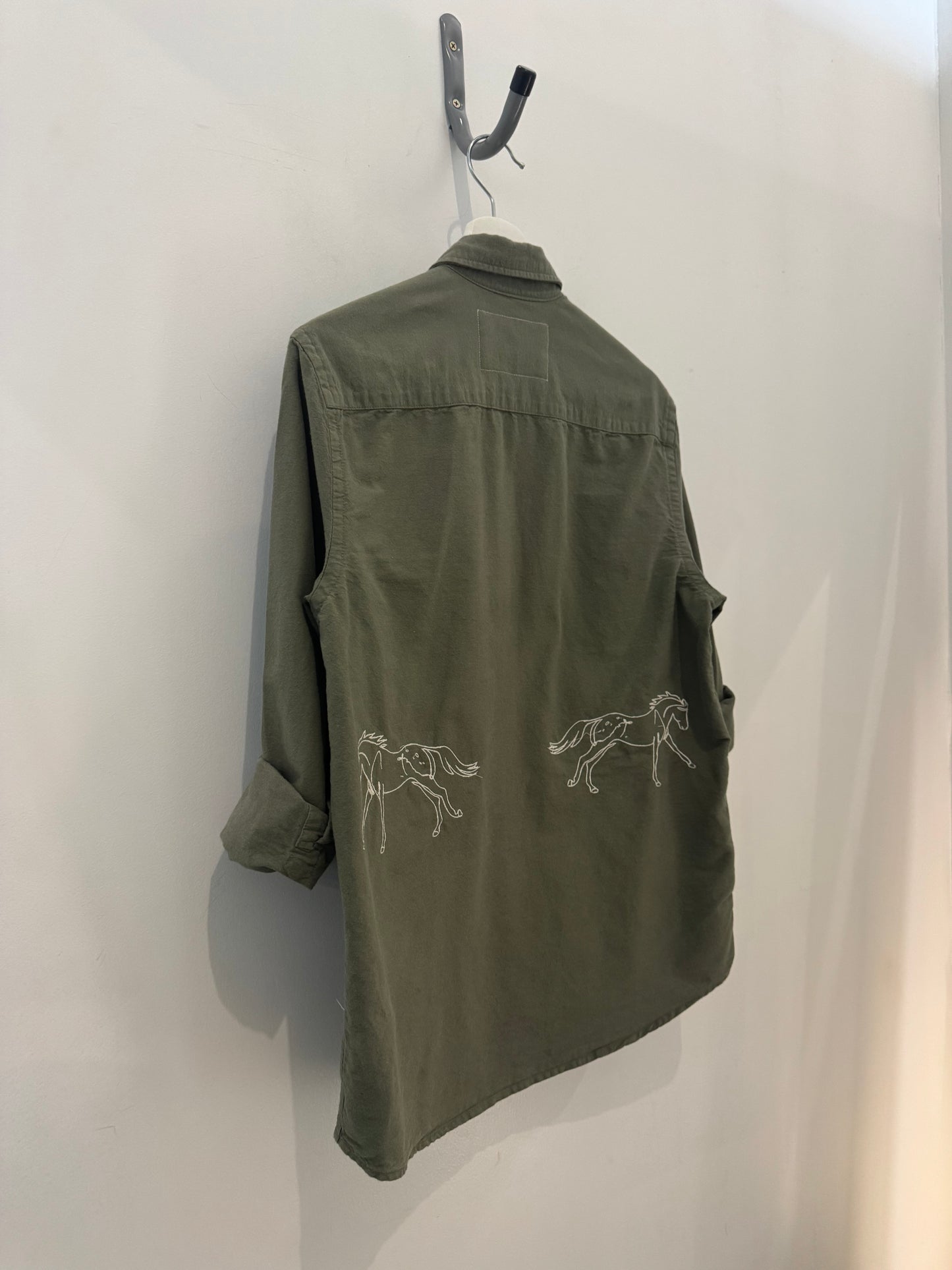 Jaxson Handcrafted Embroidered Button Down In Olive