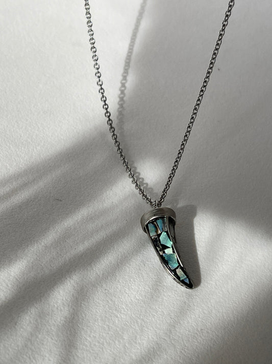 Allen Artisan Stone & Horn Necklace In Aqua Silver