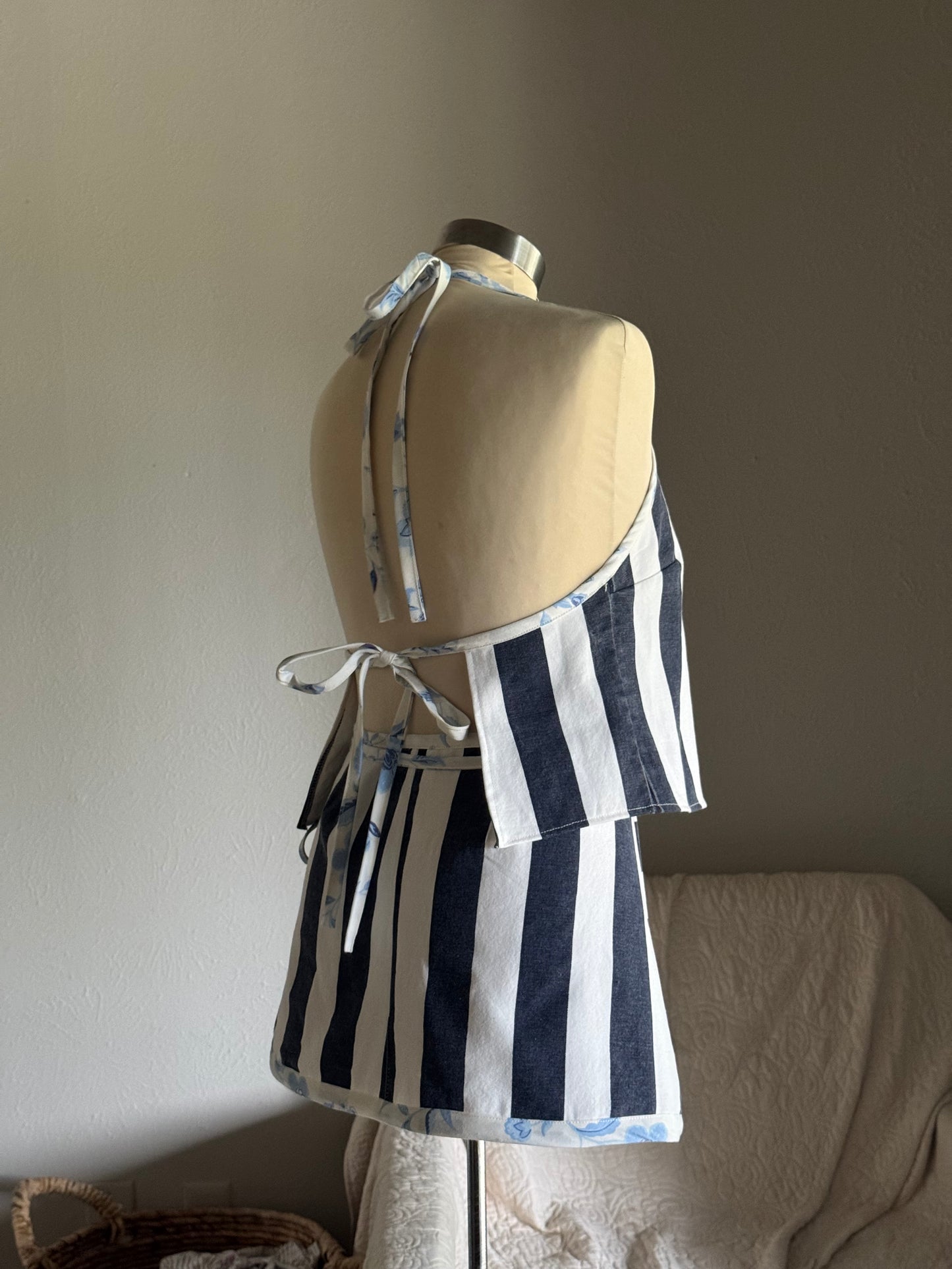 Brenda Handcrafted Halter Top In Bold Stripes