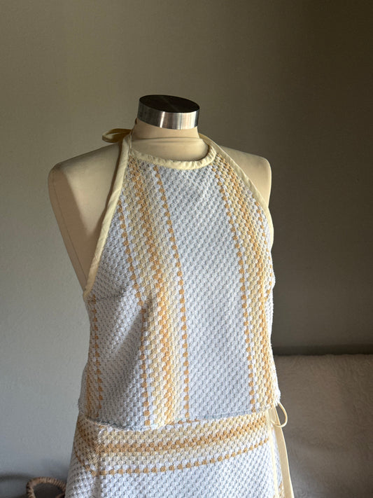 Brenda Handcrafted Halter Towel Top In Vanilla
