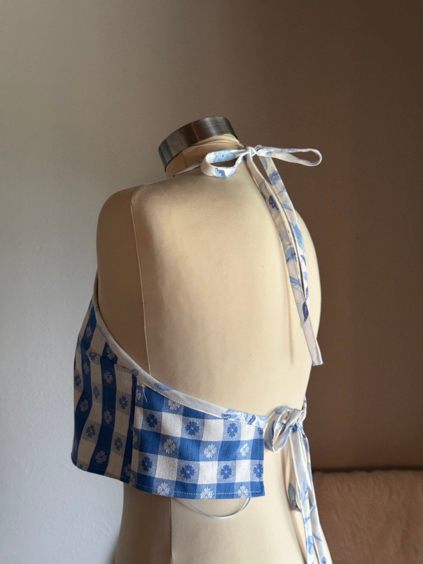 Brenda Handcrafted Vintage Halter Crop Top In Classic Gingham￼