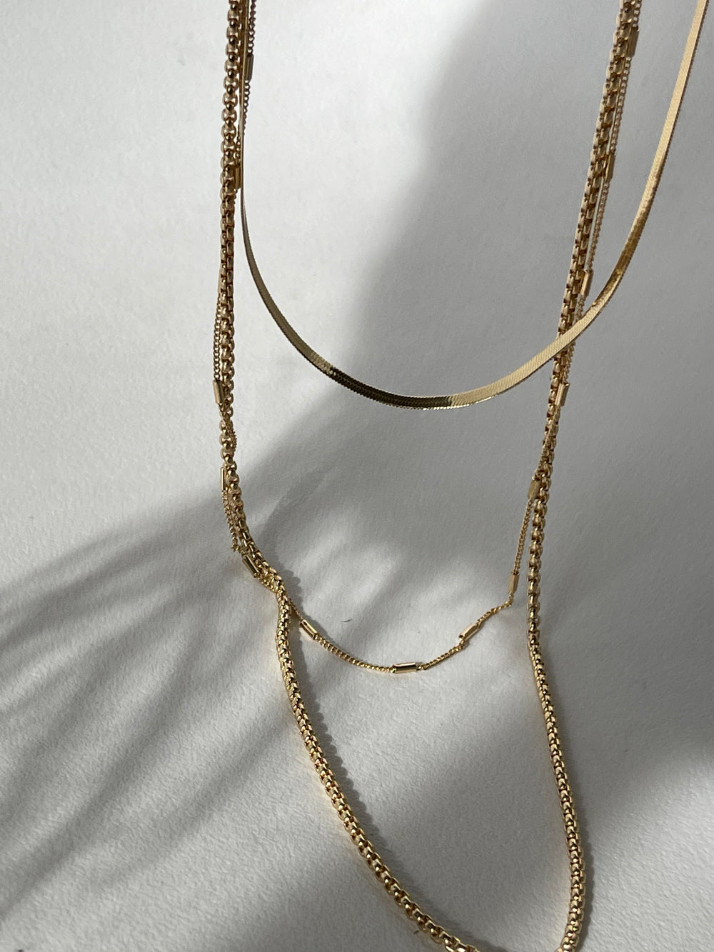 Sawyer ￼Snake Tri Layered Necklace In Gold
