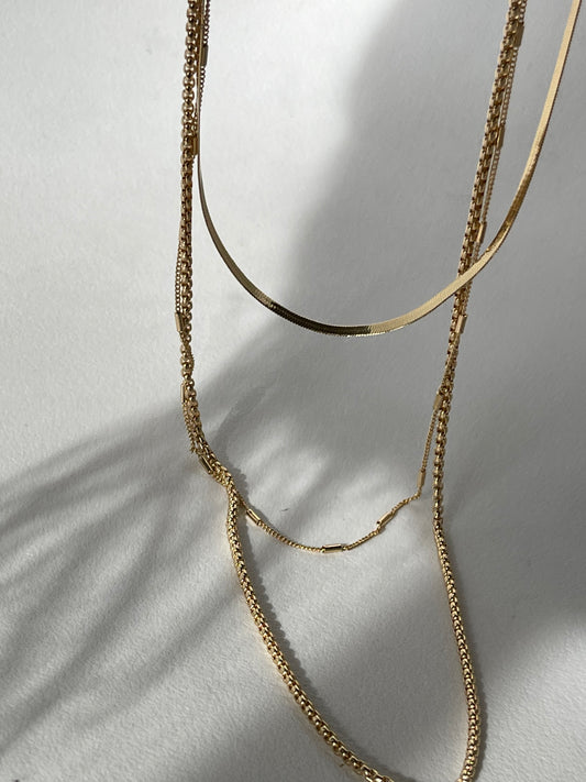 Sawyer ￼Snake Tri Layered Necklace In Gold