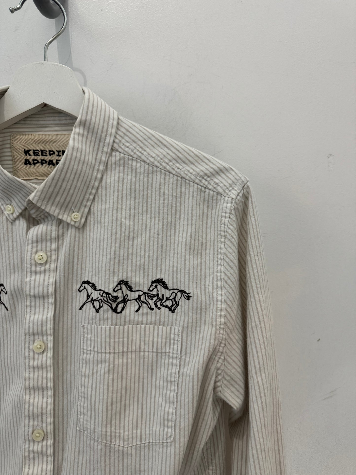 Jaxson Handcrafted Embroidered Striped Long Sleeve Button Down￼ ￼