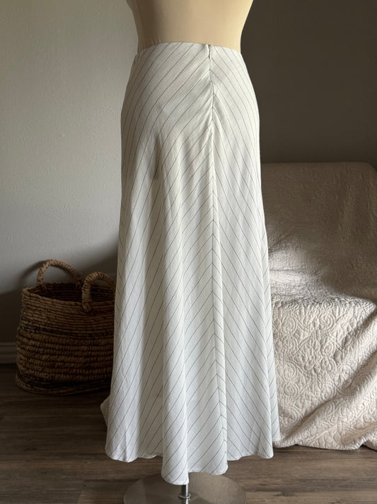 Kara Linen Striped Skirt In White