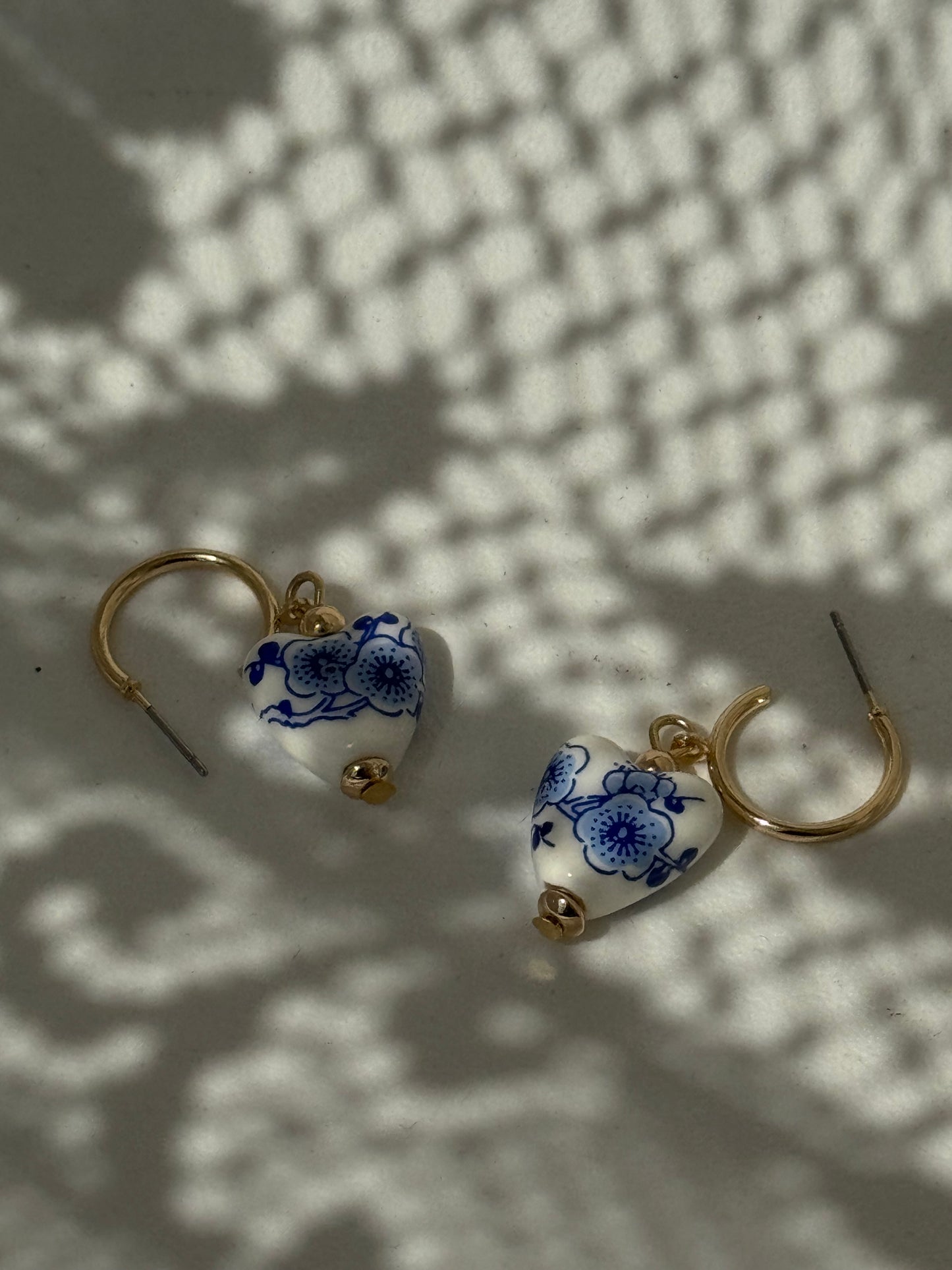 Chelsea China Glass Charm Drop Hoop Earring