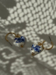 Chelsea China Glass Charm Drop Hoop Earring