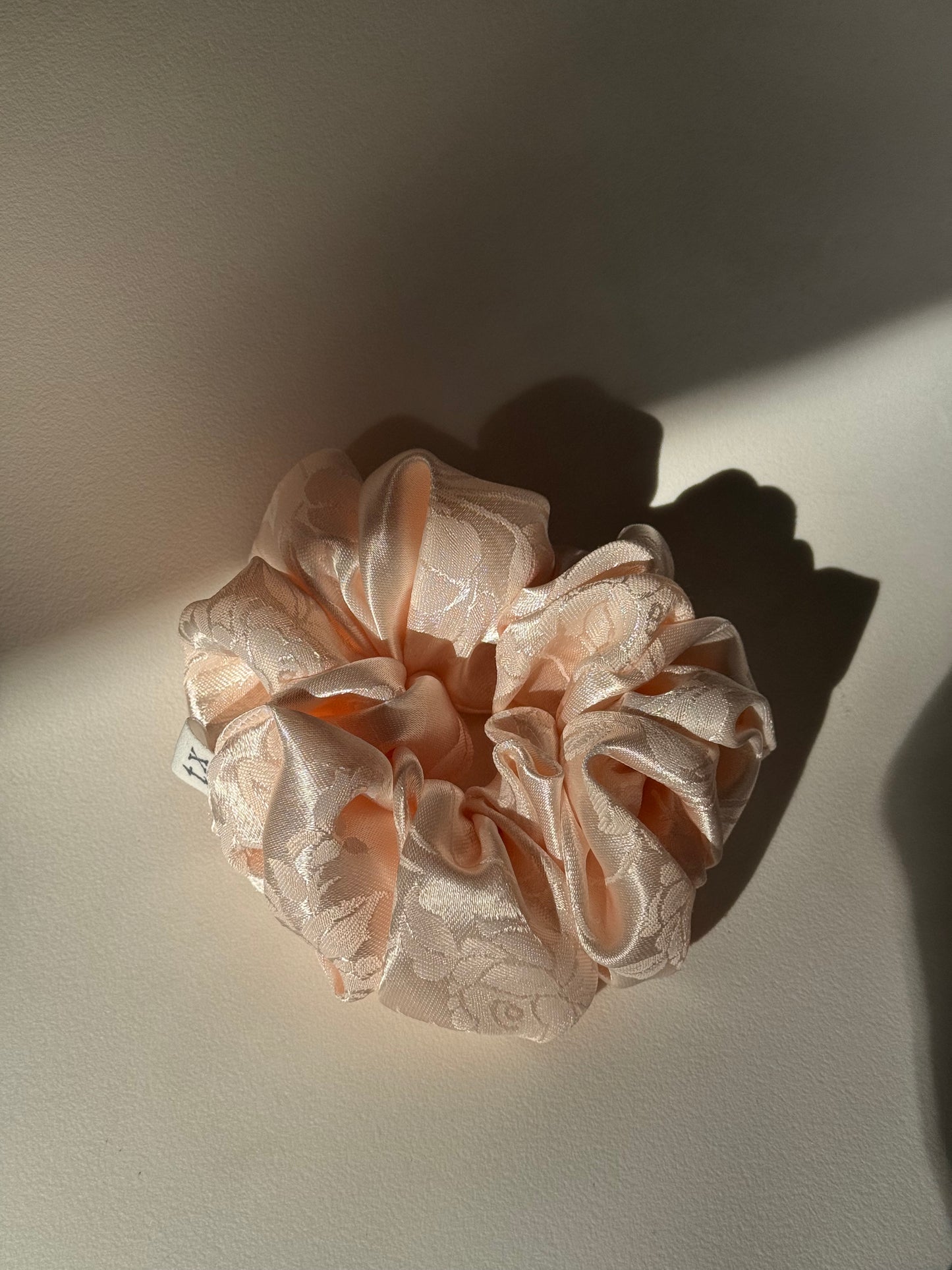 Audrey Handcrafted Vintage Embroidered Texas Sized Scrunchie In Blush
