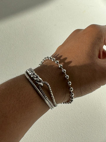 Cassidy Tri Link Chain Bracelet In Silver