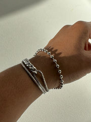 Cassidy Tri Link Chain Bracelet In Silver