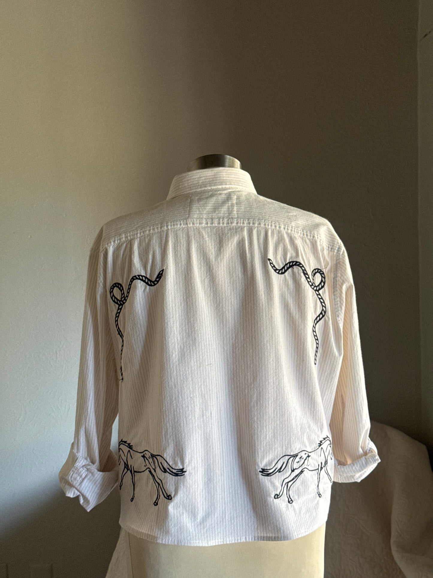 Lawrence Handcrafted Embroidered Cropped Button Down