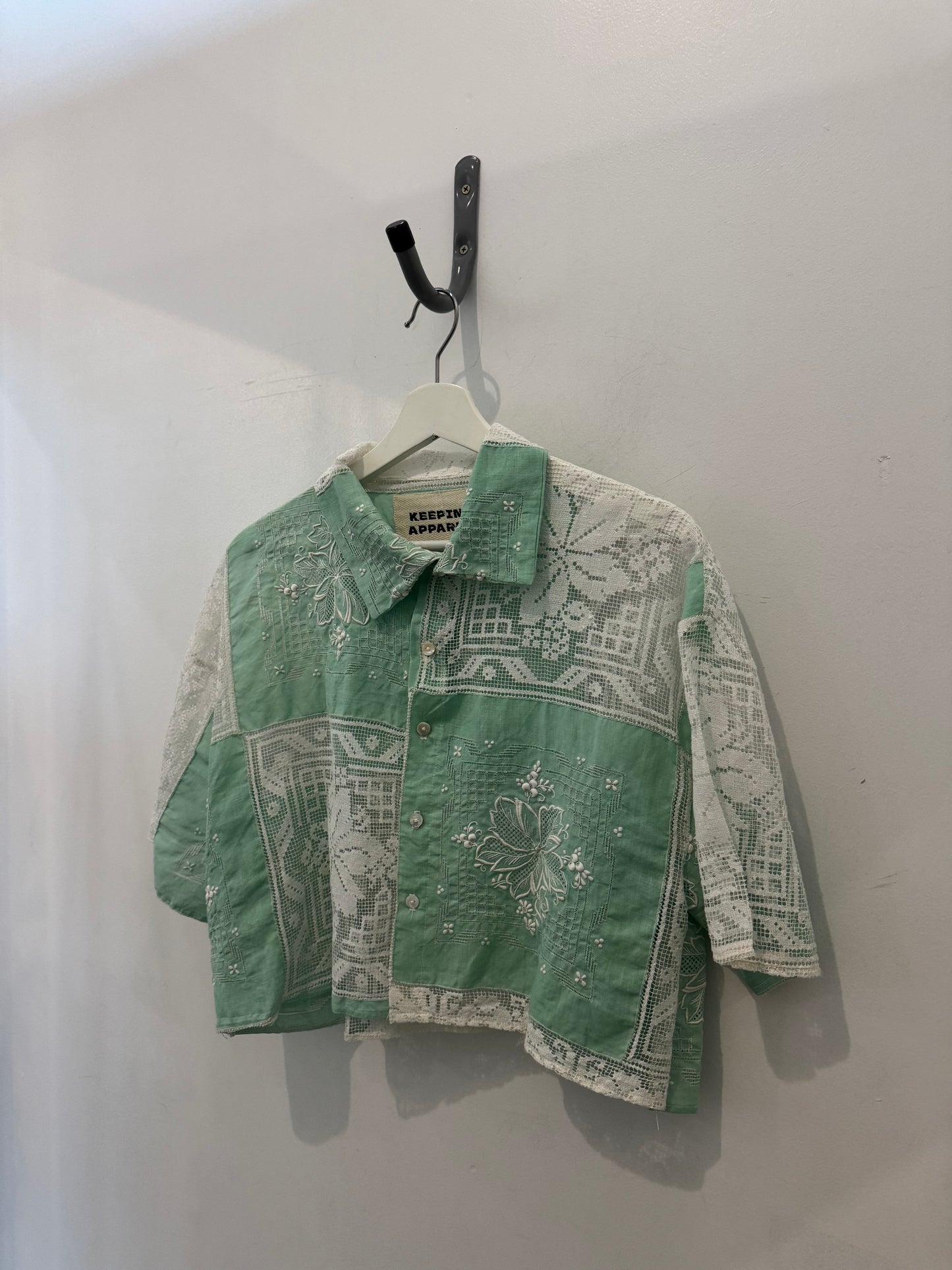 Judy Handcrafted Vintage Crop Top In Sage