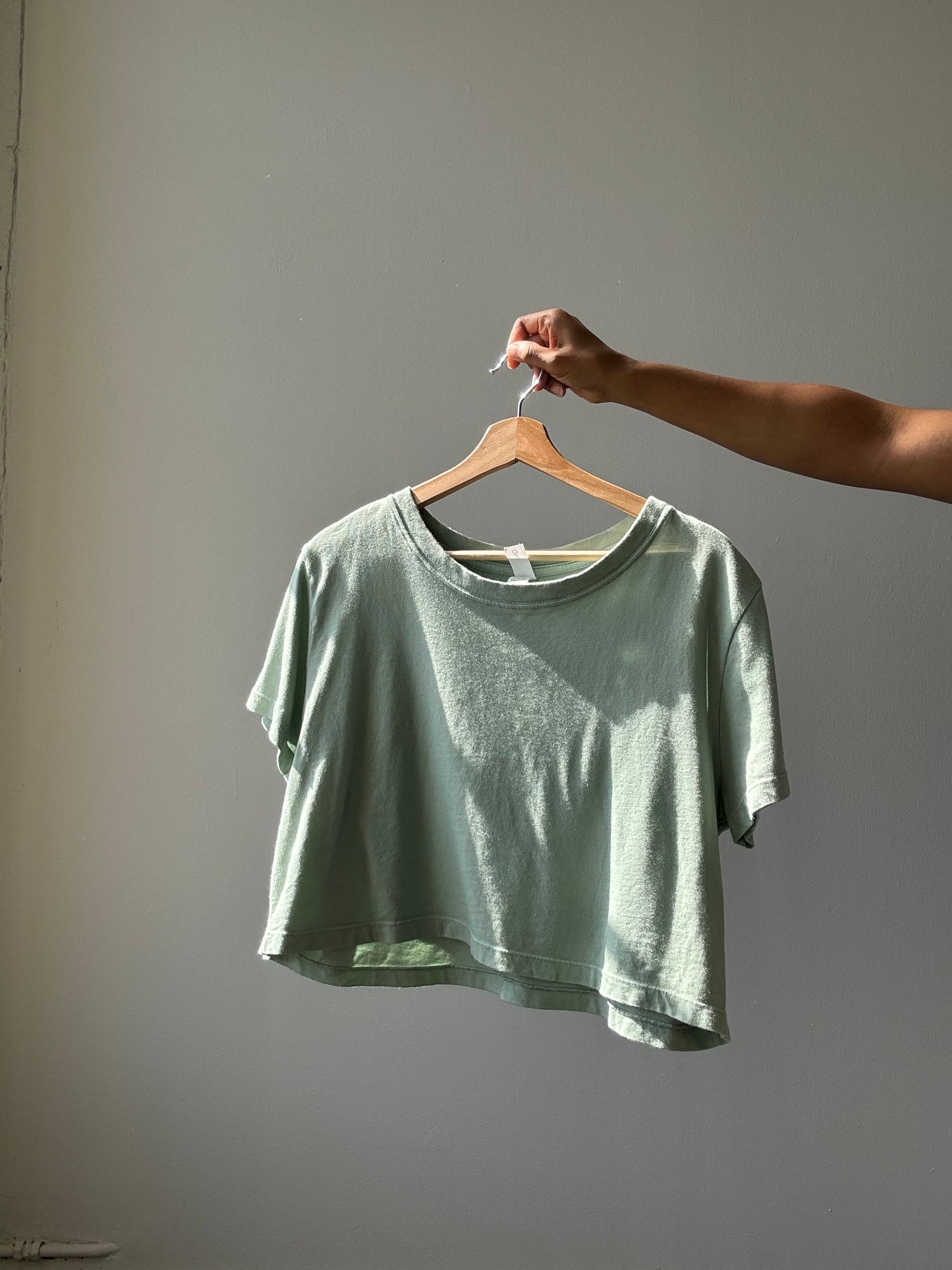 Dylan Classic Cotton Crop Tee In Sage