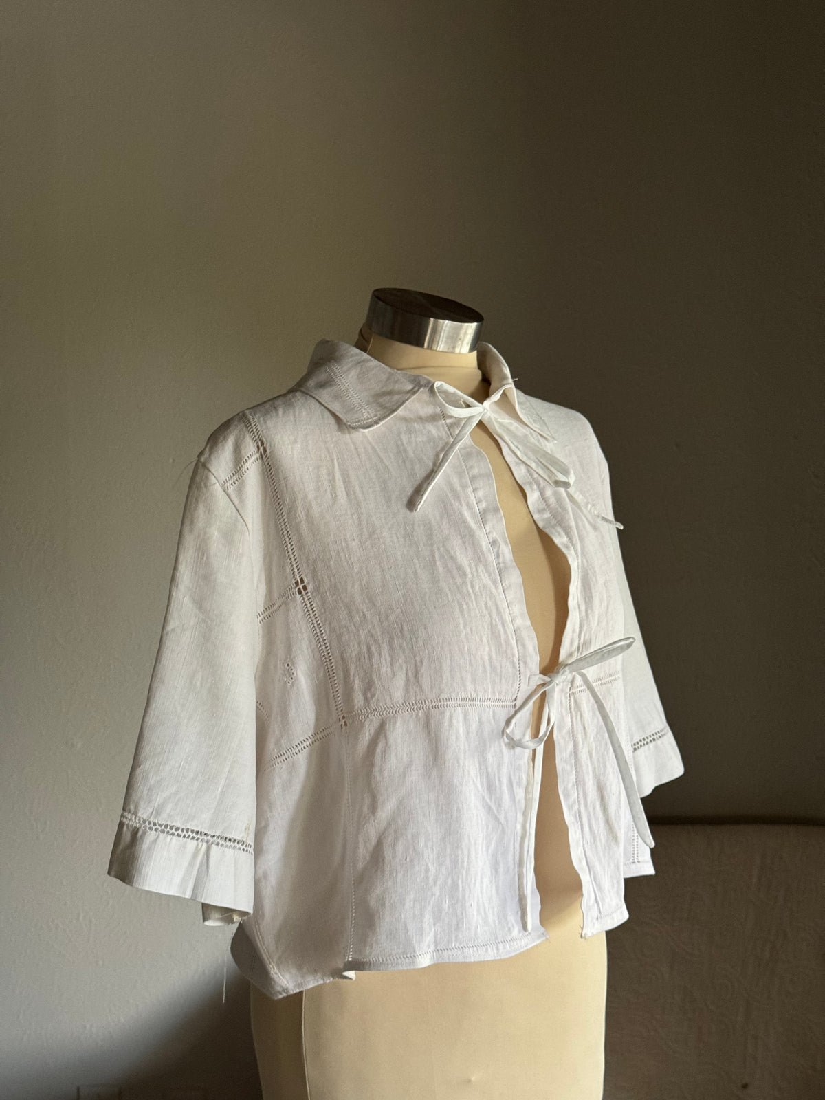 Judy Handcrafted Vintage Linen Tie Top