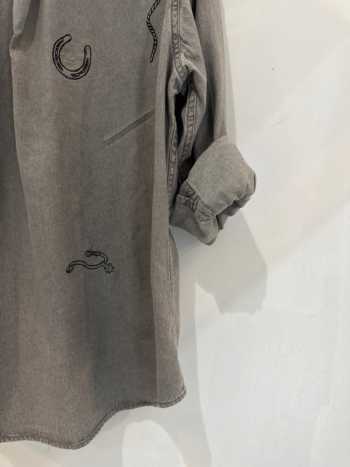 Jaxson Handcrafted Embroidered Button Down Long Sleeve Denim Shirt