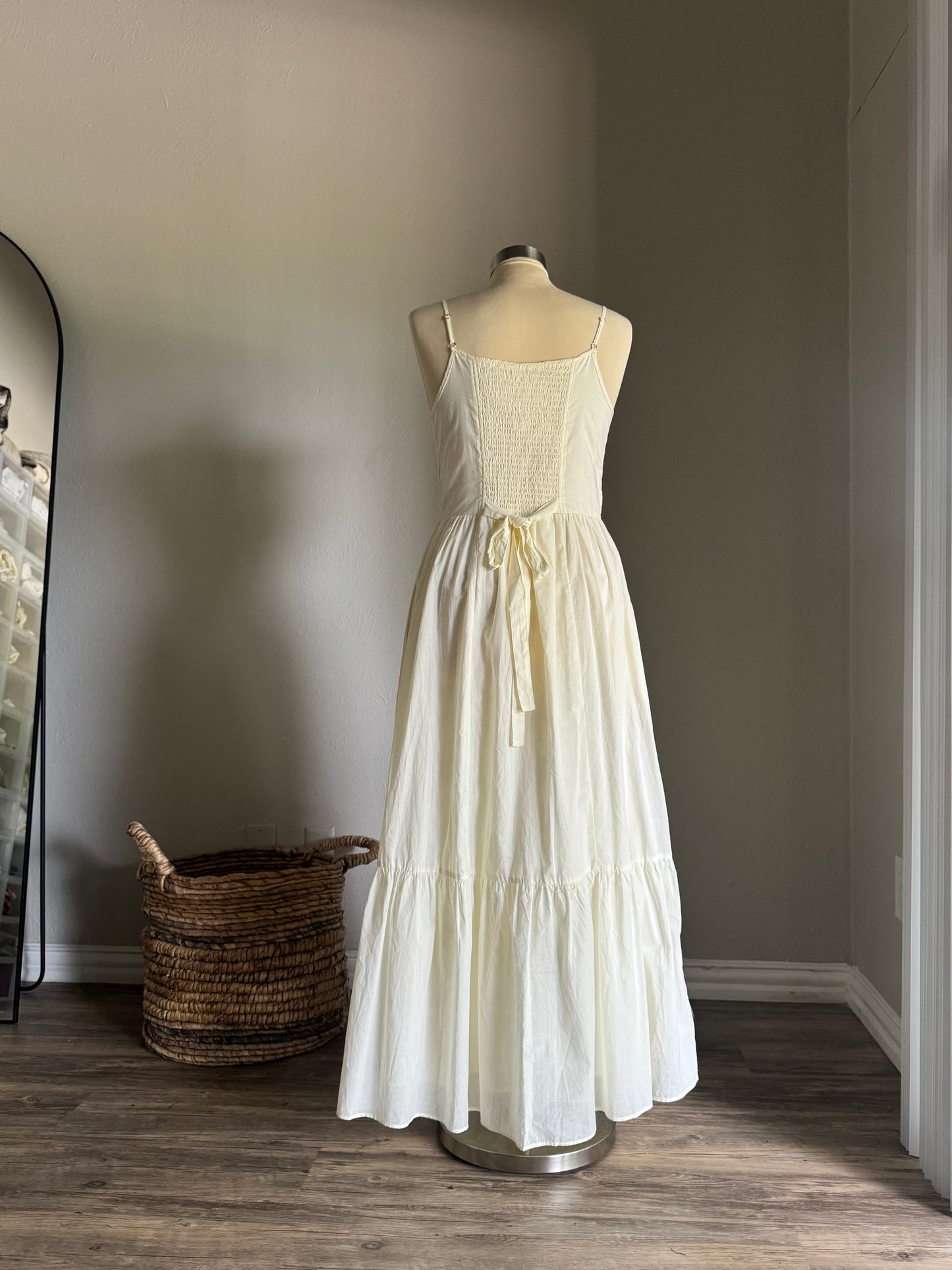 Patricia Cotton Button Front Maxi Dress In Butter