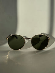Davon Classic 80s Style Sunglasses In Green Gold