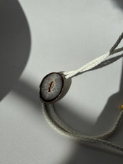 Handmade Agate Bolo Tie In Black Milk