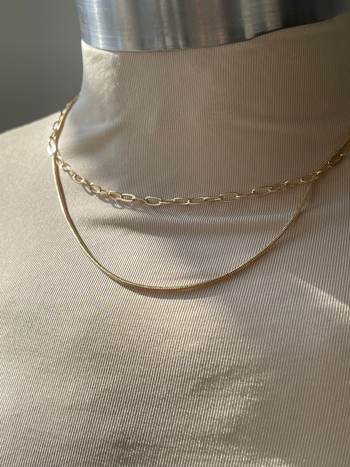Modern Rope & Link Layered Necklace In Gold