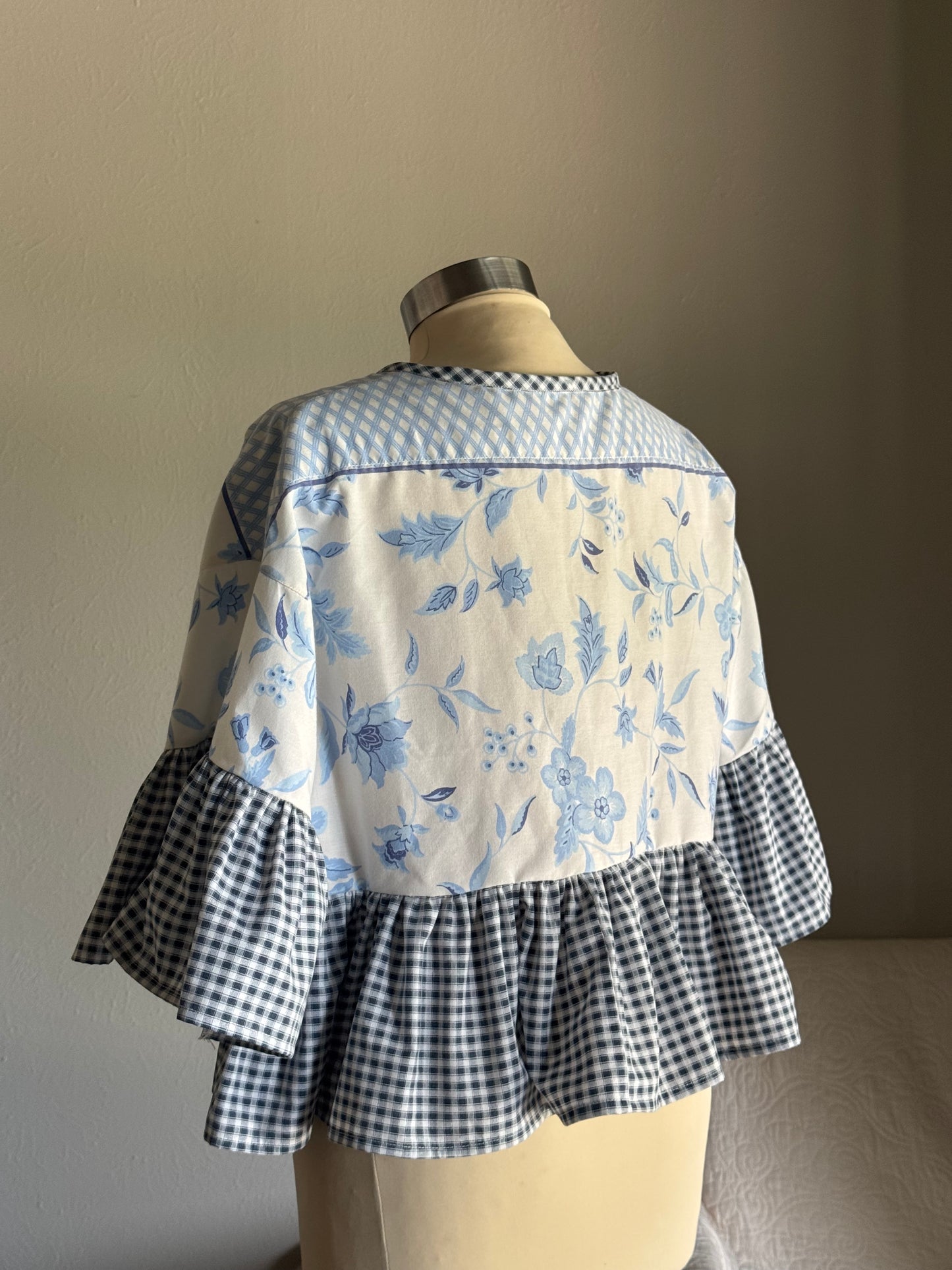Joycie Vintage Handcrafted Ruffle Top In Midnight Plaid