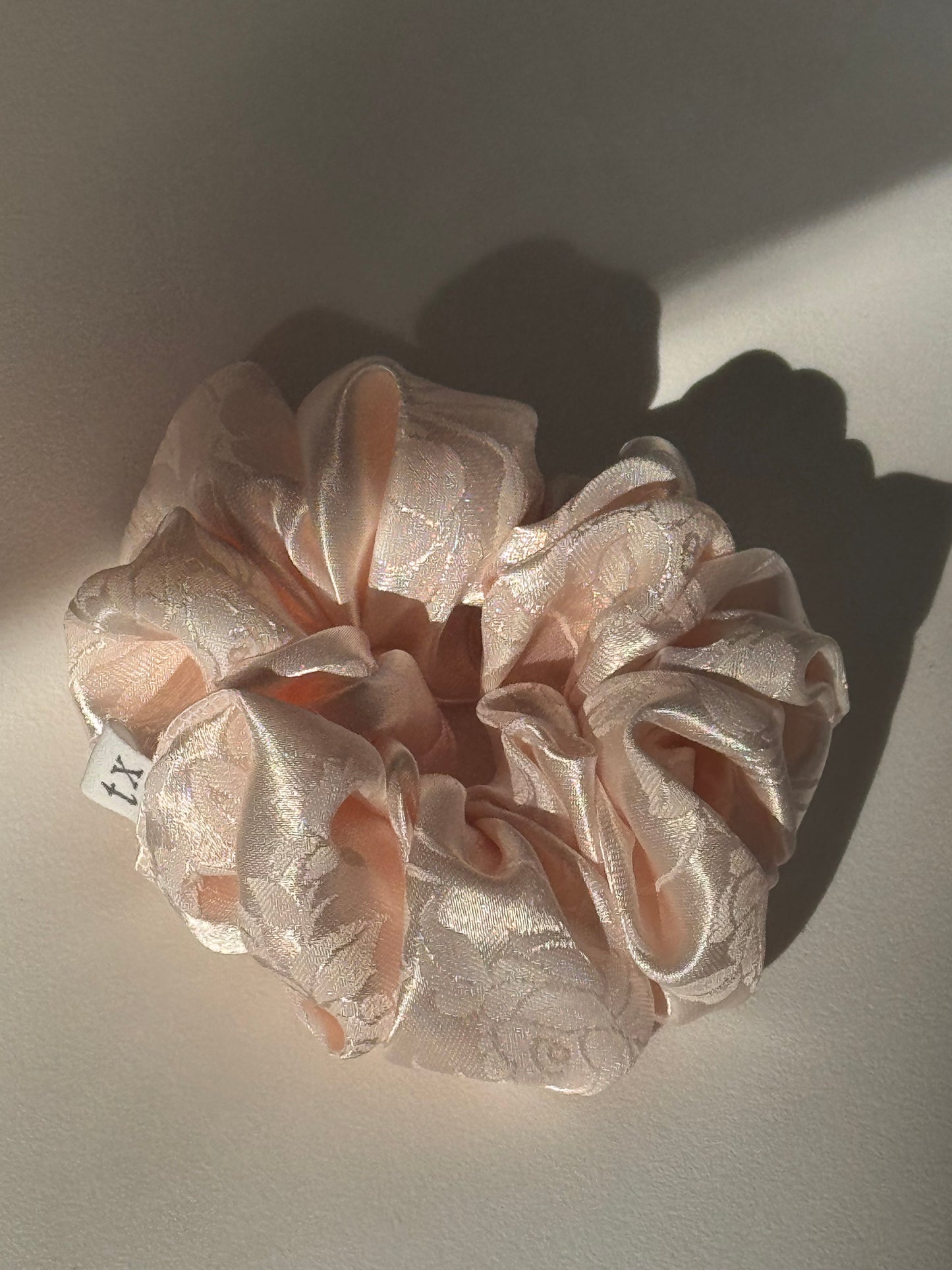 Audrey Handcrafted Vintage Embroidered Texas Sized Scrunchie In Blush
