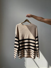 Rowlett Cotton Oversized Striped Sweater In Taupe