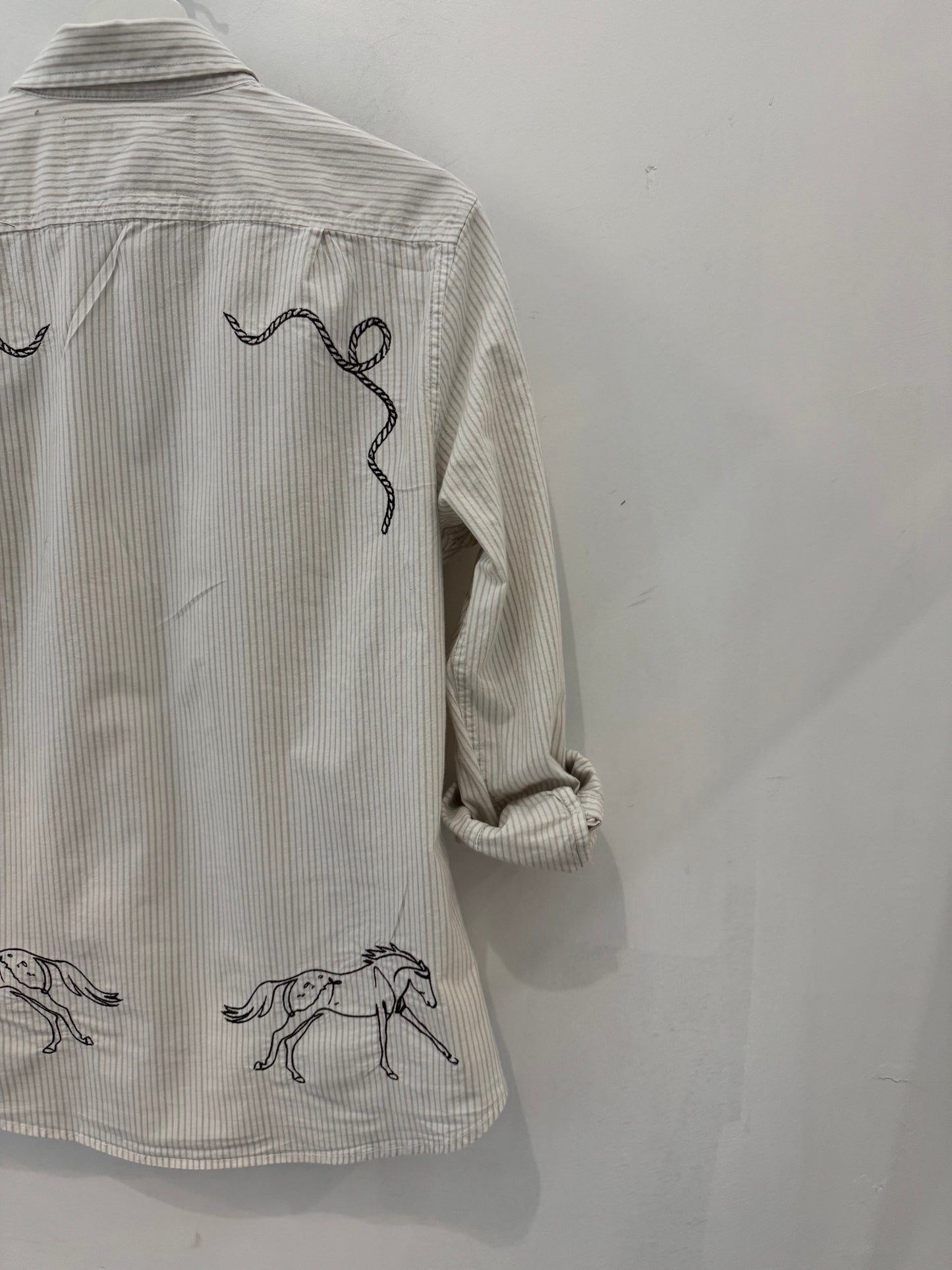 Jaxson Handcrafted Embroidered Striped Long Sleeve Button Down￼ ￼