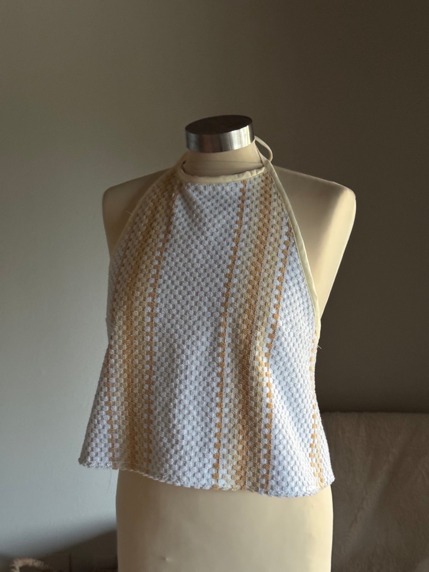 Brenda Handcrafted Halter Towel Top In Vanilla (2nd)