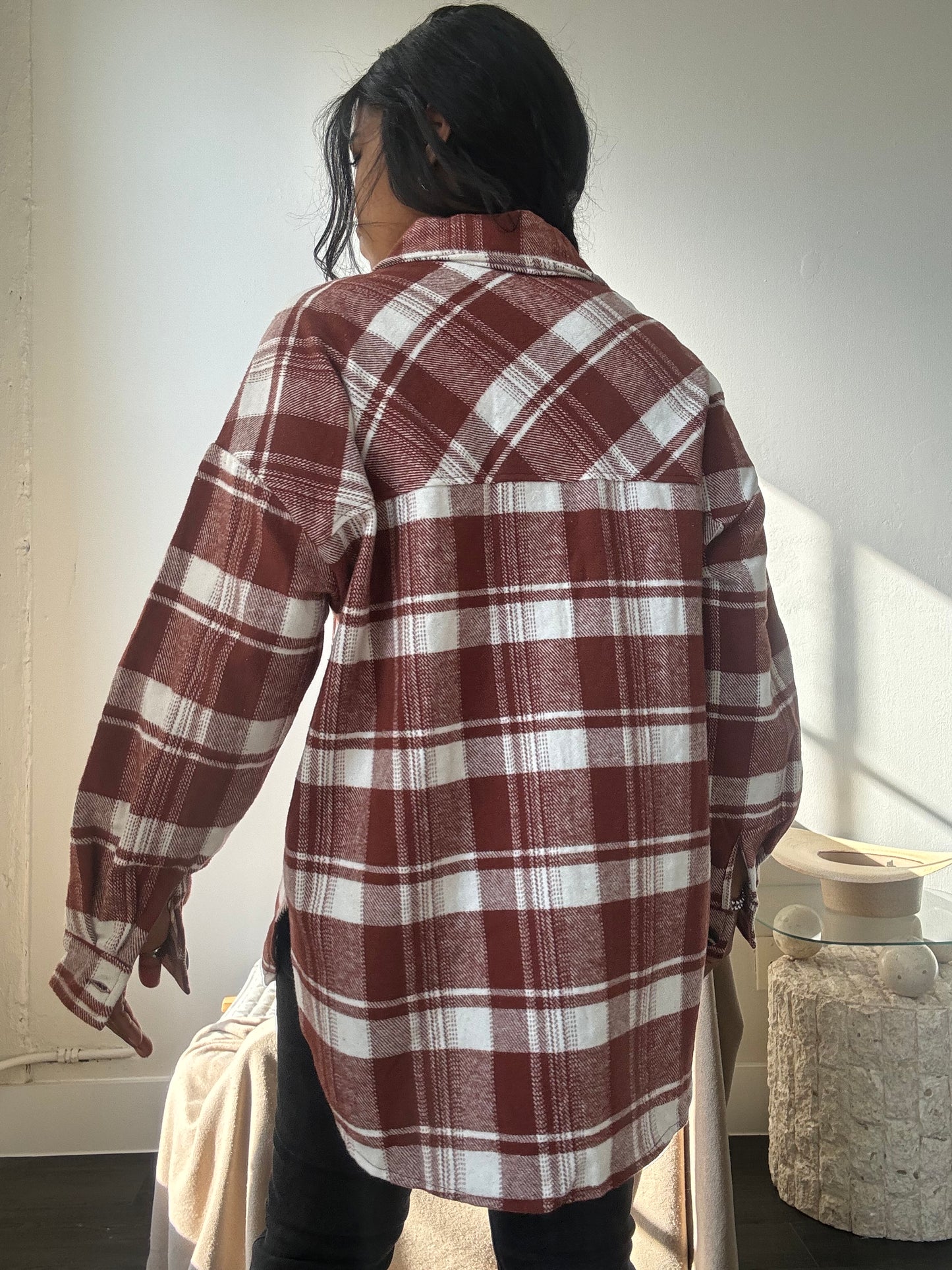 Austin Cotton Classic Plaid Shacket In Brick