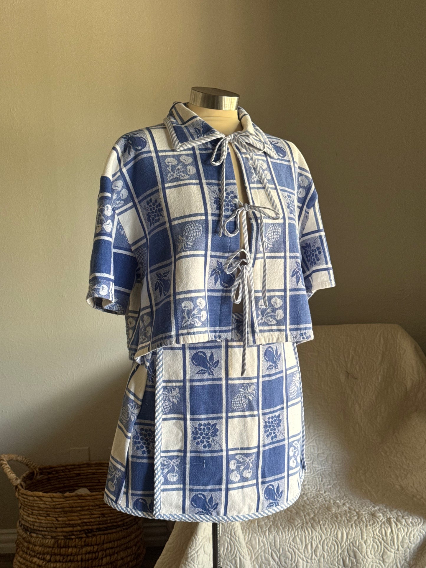 Judy Handcrafted Vintage Tie Front Top