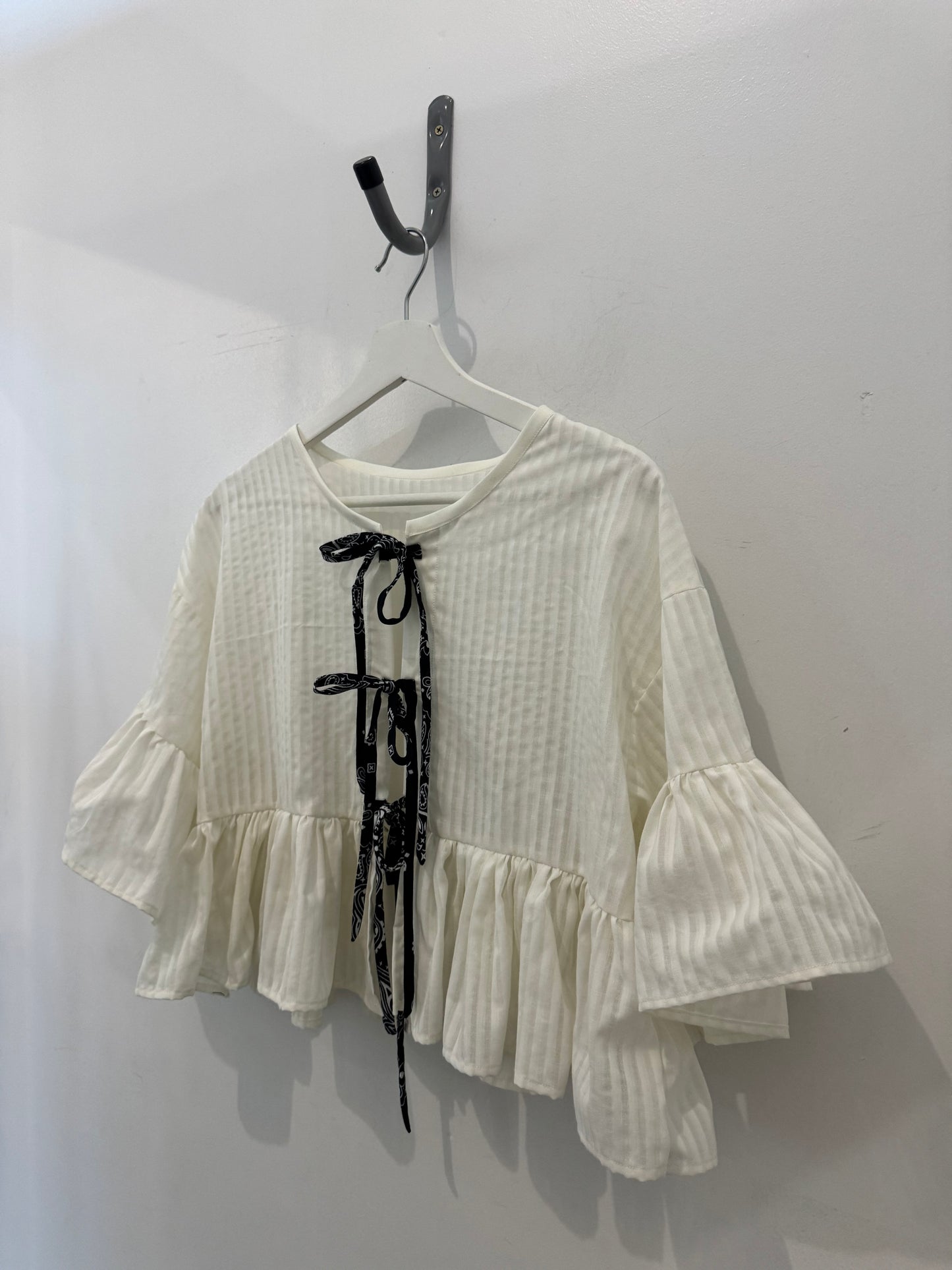 Joycie Vintage Handcrafted Ruffle Top Cream