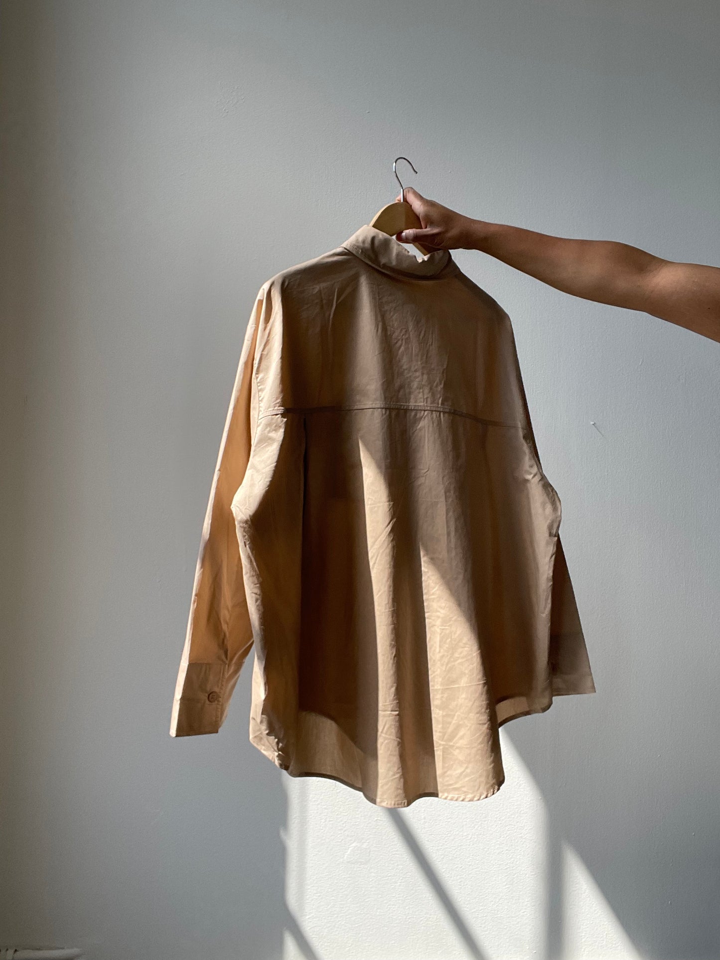 Chase Cotton Oversized Button Down In Sand