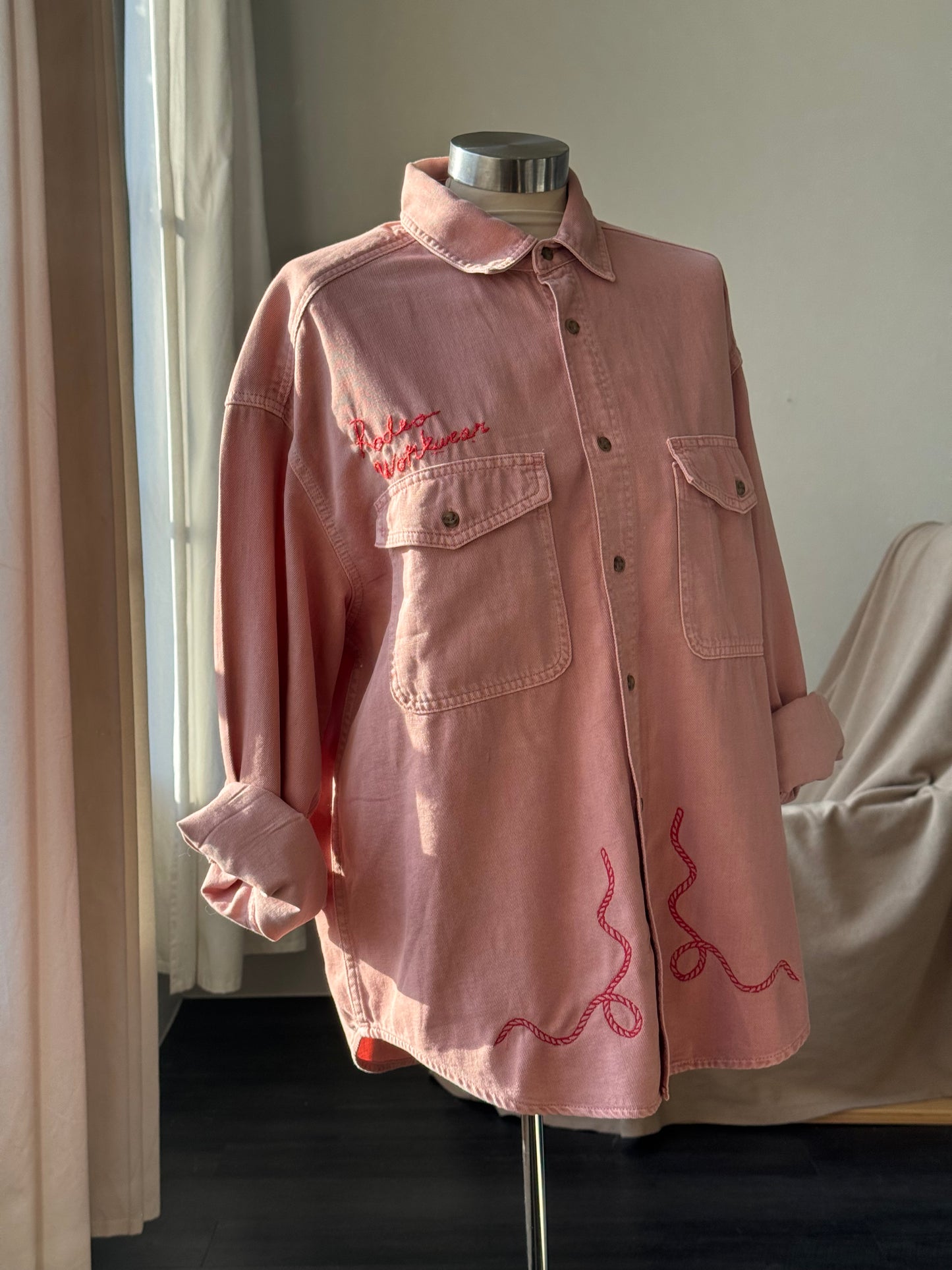 Jaxson Handcrafted Embroidered Rodeo Workwear Shacket