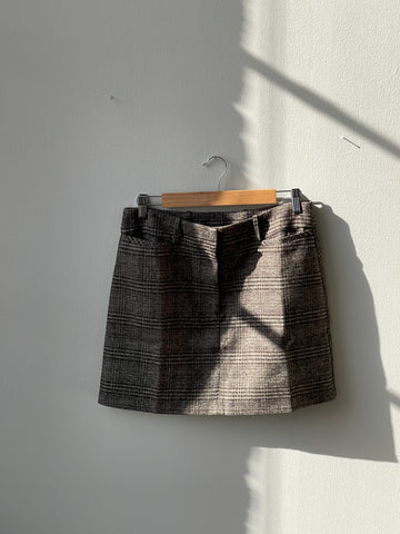 Colby Cotton Plaid Mini Skirt In Brown