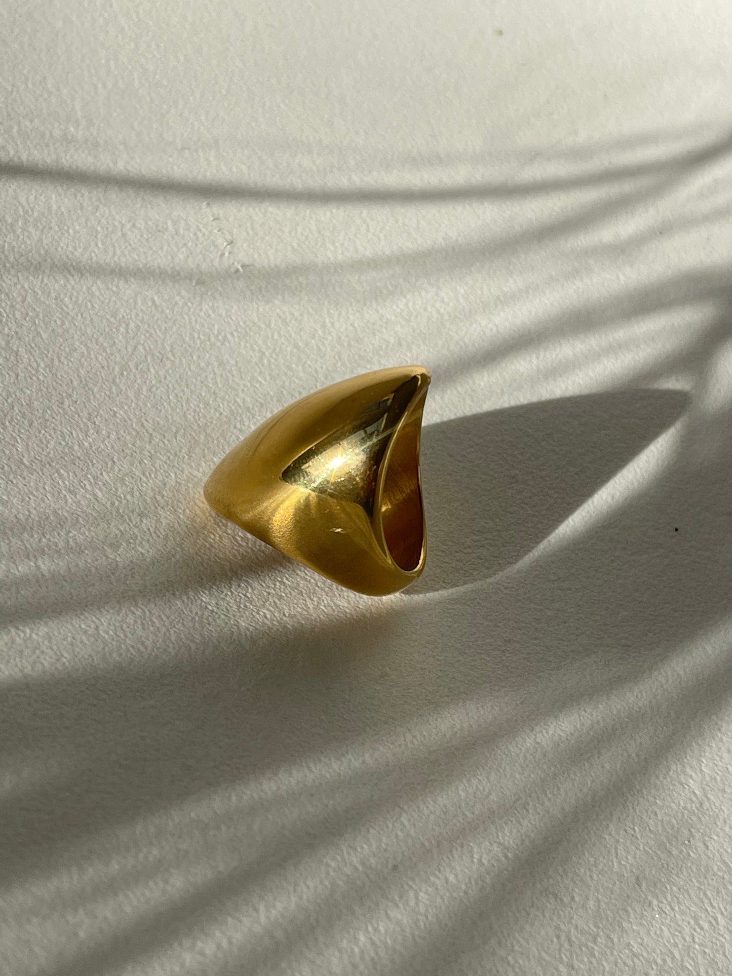 Armor Stainless Steel Statement Ring In 18k Gold Plated