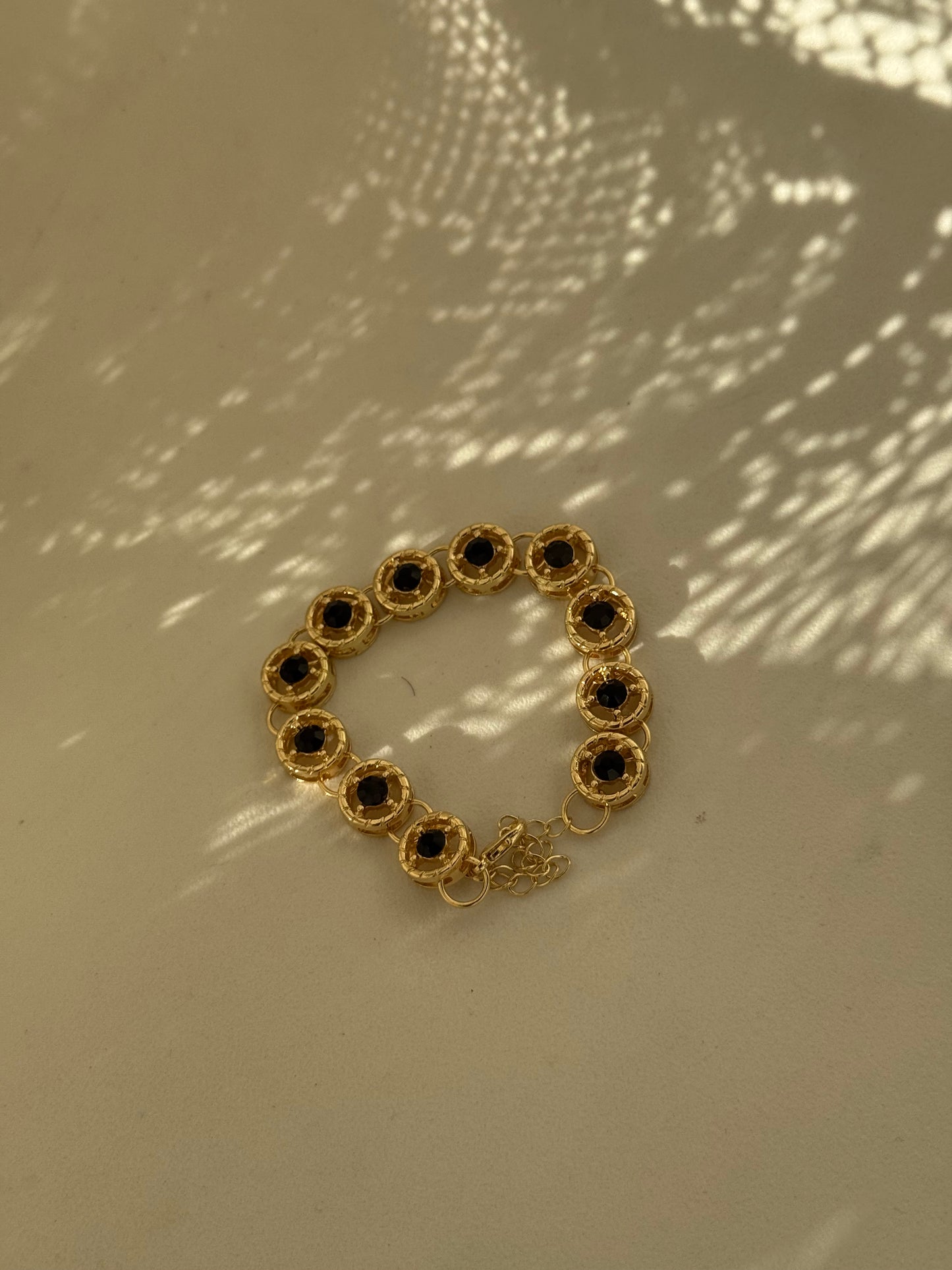 Sophie Classic Ebony Stone Bracelet In Gold